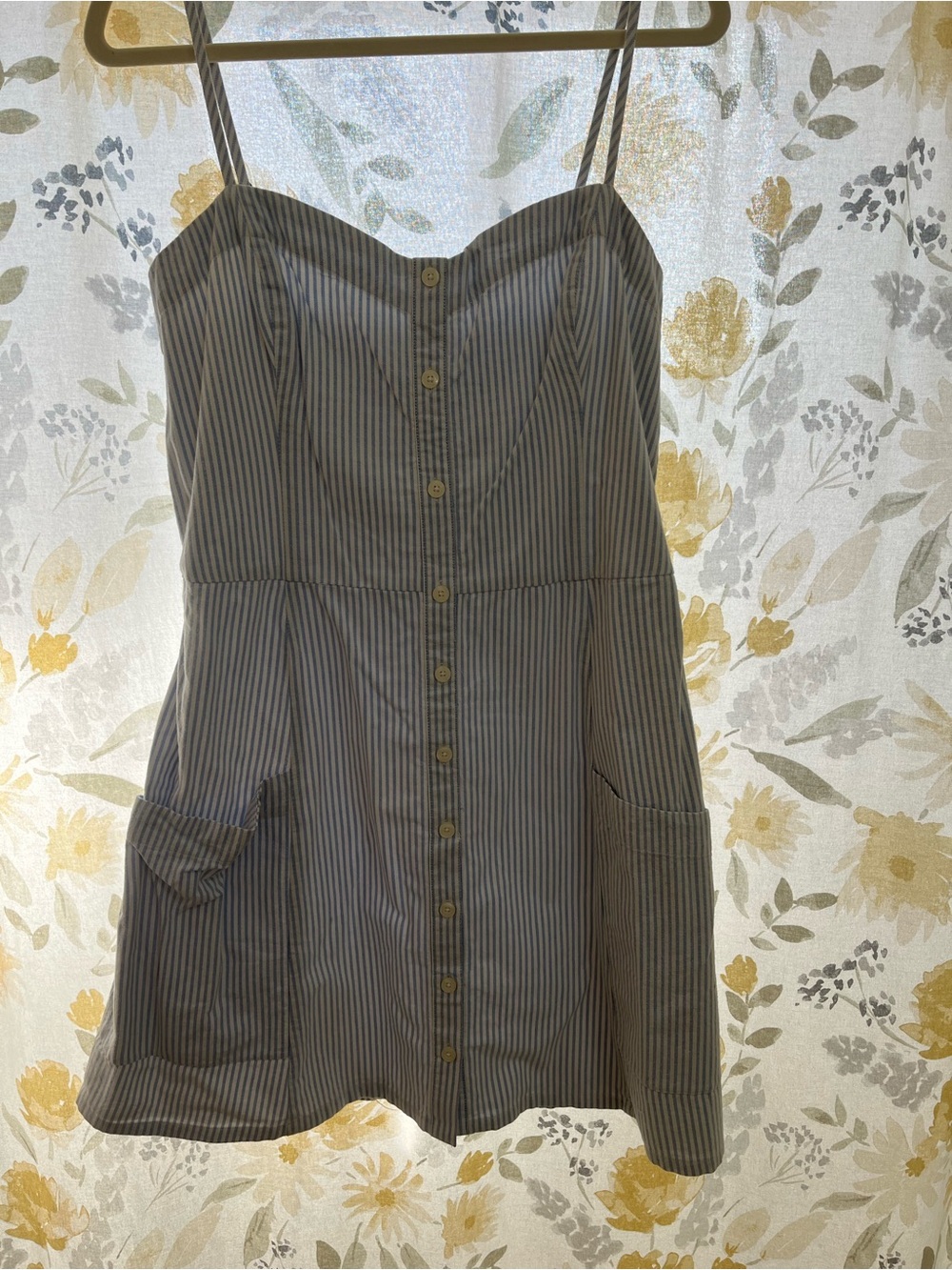 Abercrombie & Fitch Blue Pinstripe Button-Front Mini Dress